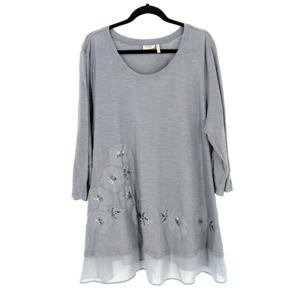 LOGO Lori Goldstein Slub Knit Tunic Womens XL